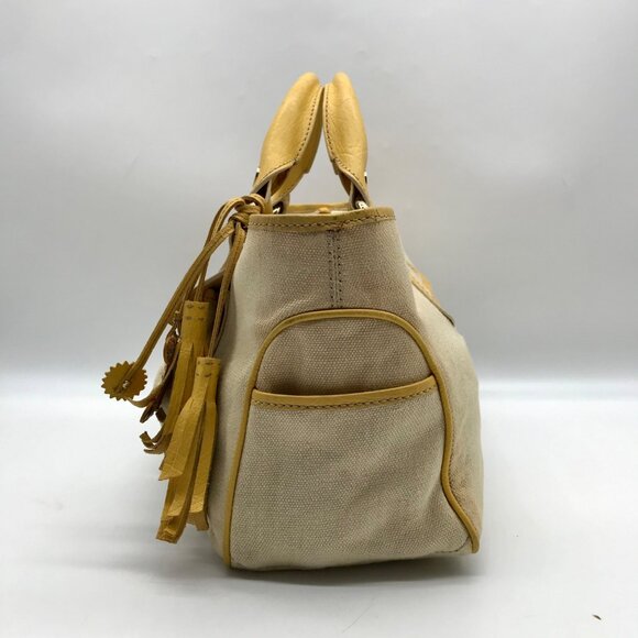 Celine Beige And Yellow Canvas Boogie Satchel Bag - Picture 3 of 10